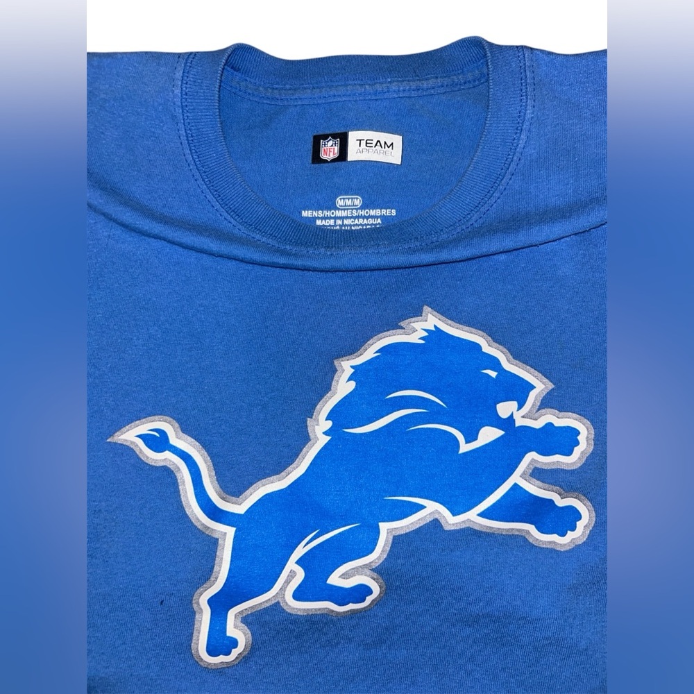 Detroit Lions NFL Team Apparel T-Shirt Short Sleeve Mens Medium
